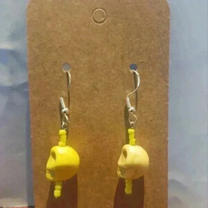 Turquoise skull 925 earrings handmade